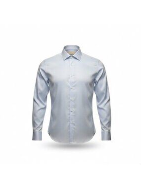 Michael Kors Mens Light Blue Cotton Dress Shirt Non-Iron Long Sleeve Size 16.5